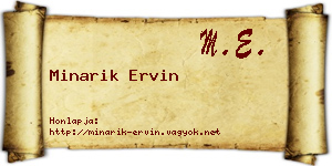 Minarik Ervin névjegykártya